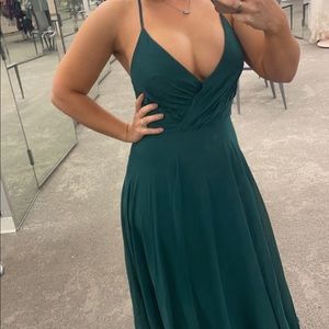 David’s Bridal bridesmaids dress size 2, only worn for try on, color juniper